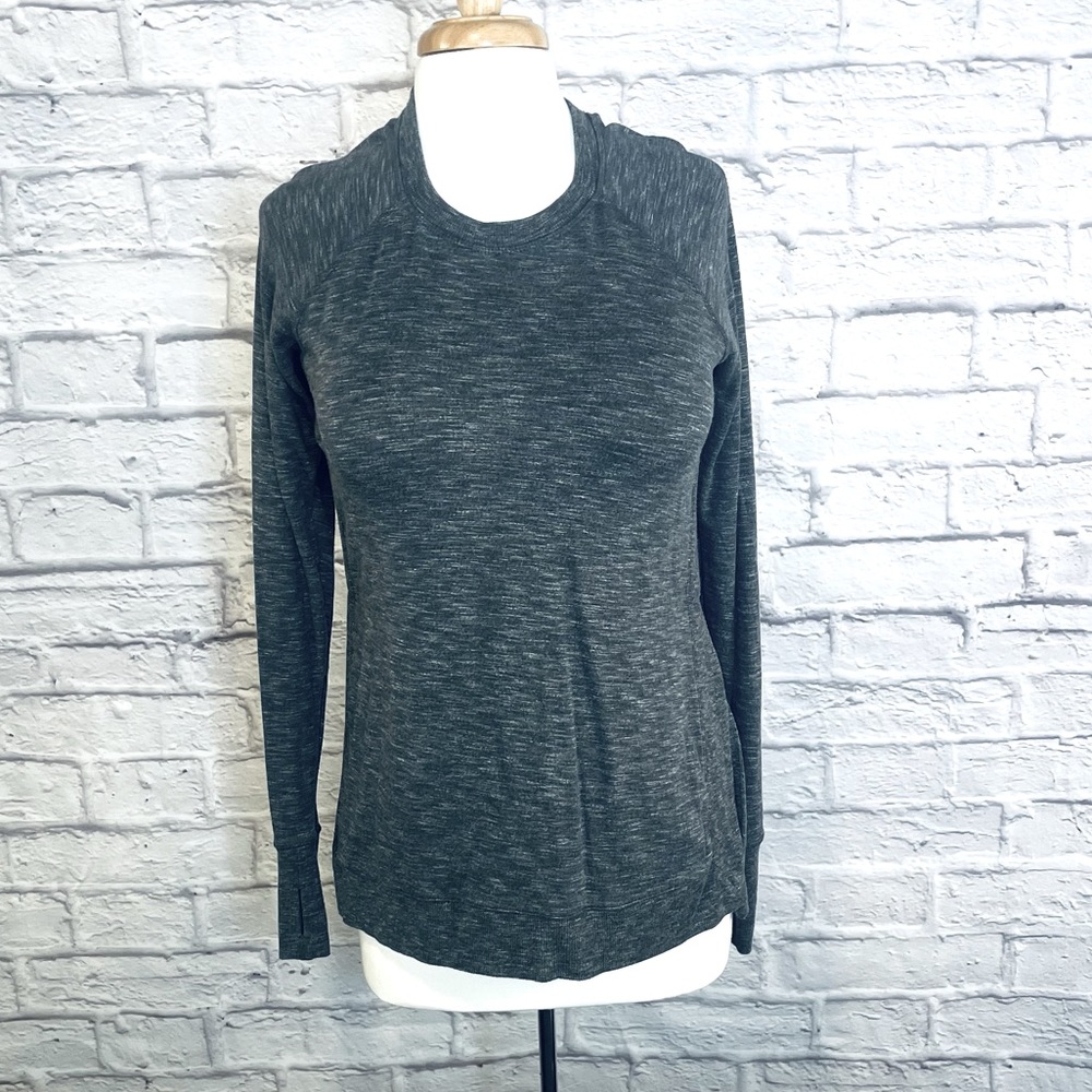 Athleta Studio side slit CYA sweatshirt, size S, marled gray